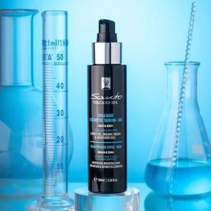 Santo Volcano Cosmetic Serum 100ml – Feuchtigkeitsspendendes & Anti-Aging Haar- und Körperöl – Stellt Elastizität wieder her, verhindert Dehnungsstreifen & repariert trockenes Haar und Haut