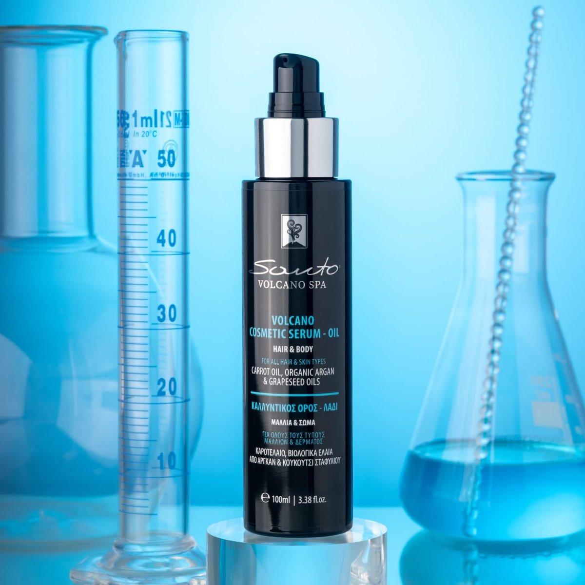 Santo Volcano Cosmetic Serum 100ml – Feuchtigkeitsspendendes & Anti-Aging Haar- und Körperöl – Stellt Elastizität wieder her, verhindert Dehnungsstreifen & repariert trockenes Haar und Haut