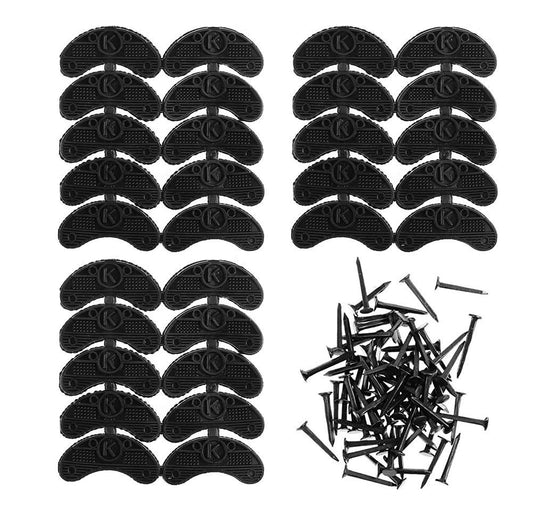 GOETOR Absatzplatten 30 Stück Gummi Schuhabsatzspitzen Reparatur-Pads Ersatz für Stiefel und Schuhe mit Nägeln (Schwarz)