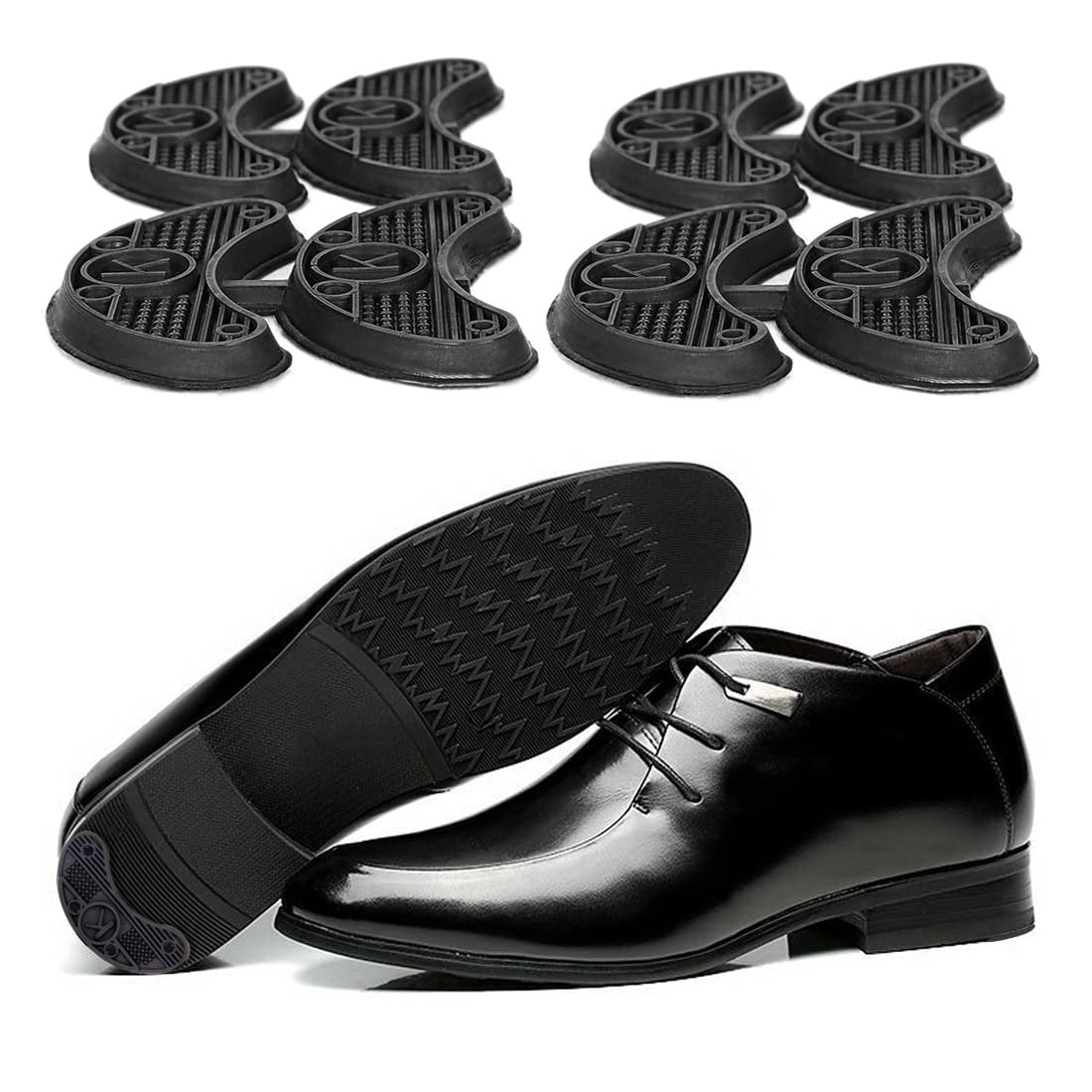 GOETOR Absatzplatten 30 Stück Gummi Schuhabsatzspitzen Reparatur-Pads Ersatz für Stiefel und Schuhe mit Nägeln (Schwarz)