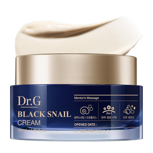 Dr. G Black Snail Cream – Koreanische Anti-Aging-Gesichtscreme mit Schneckenschleim für Elastizität und Feuchtigkeit – 50 ml