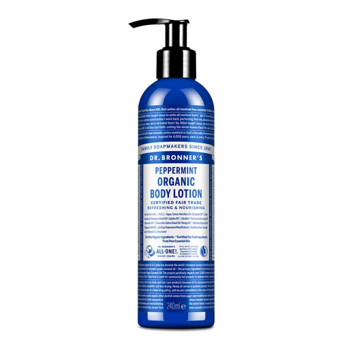 Dr. Bronner's Bio-Pfefferminz Hand- und Körperlotion – 236 ml – mit Bio-Ölen, Fair Trade & vegan