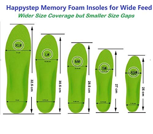 Happystep 1 Paar Breite Passform Memory Foam Einlegesohlen - Orthopädische Schuheinlagen für Herren & Damen - Plantarfasziitis & Fußschmerzlinderung - Fußgewölbestütze & Dämpfung, Ersatzeinlage (US Herrengröße 13-15)