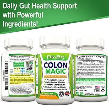 DR. BO Colon Cleanse Detox Formel – Natürliche Darmreinigung für Frauen und Männer, 30 Kapseln