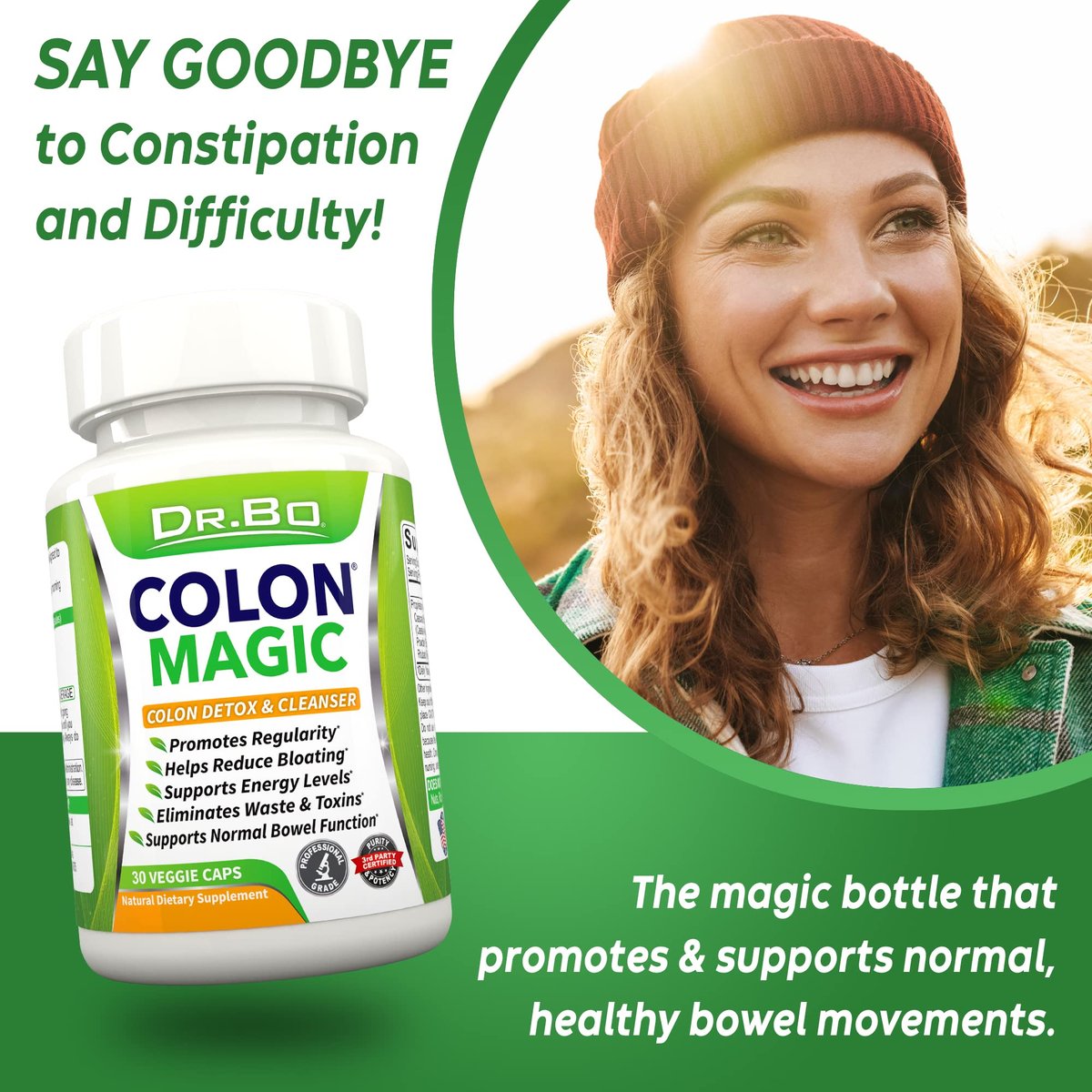 DR. BO Colon Cleanse Detox Formel – Natürliche Darmreinigung für Frauen und Männer, 30 Kapseln