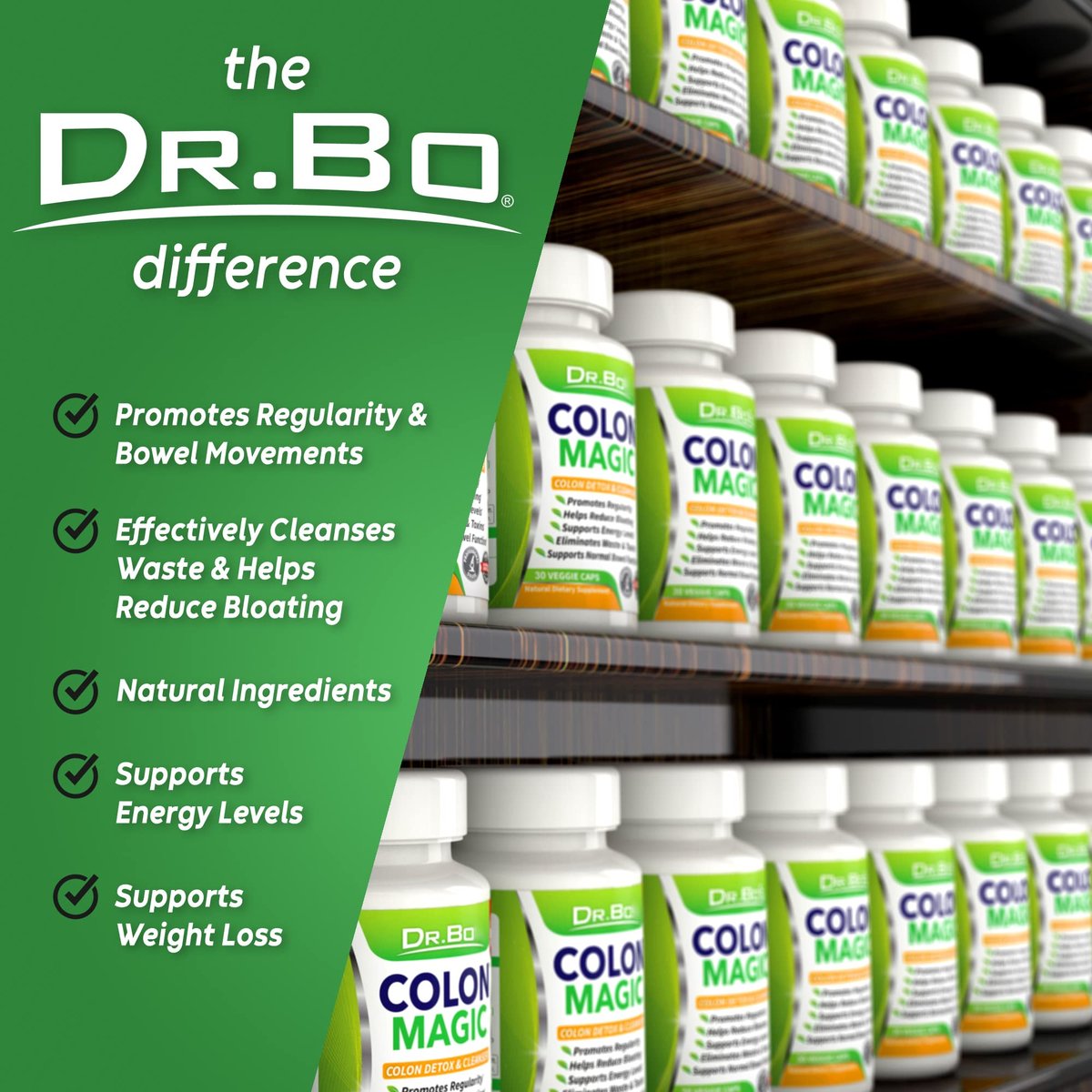 DR. BO Colon Cleanse Detox Formel – Natürliche Darmreinigung für Frauen und Männer, 30 Kapseln