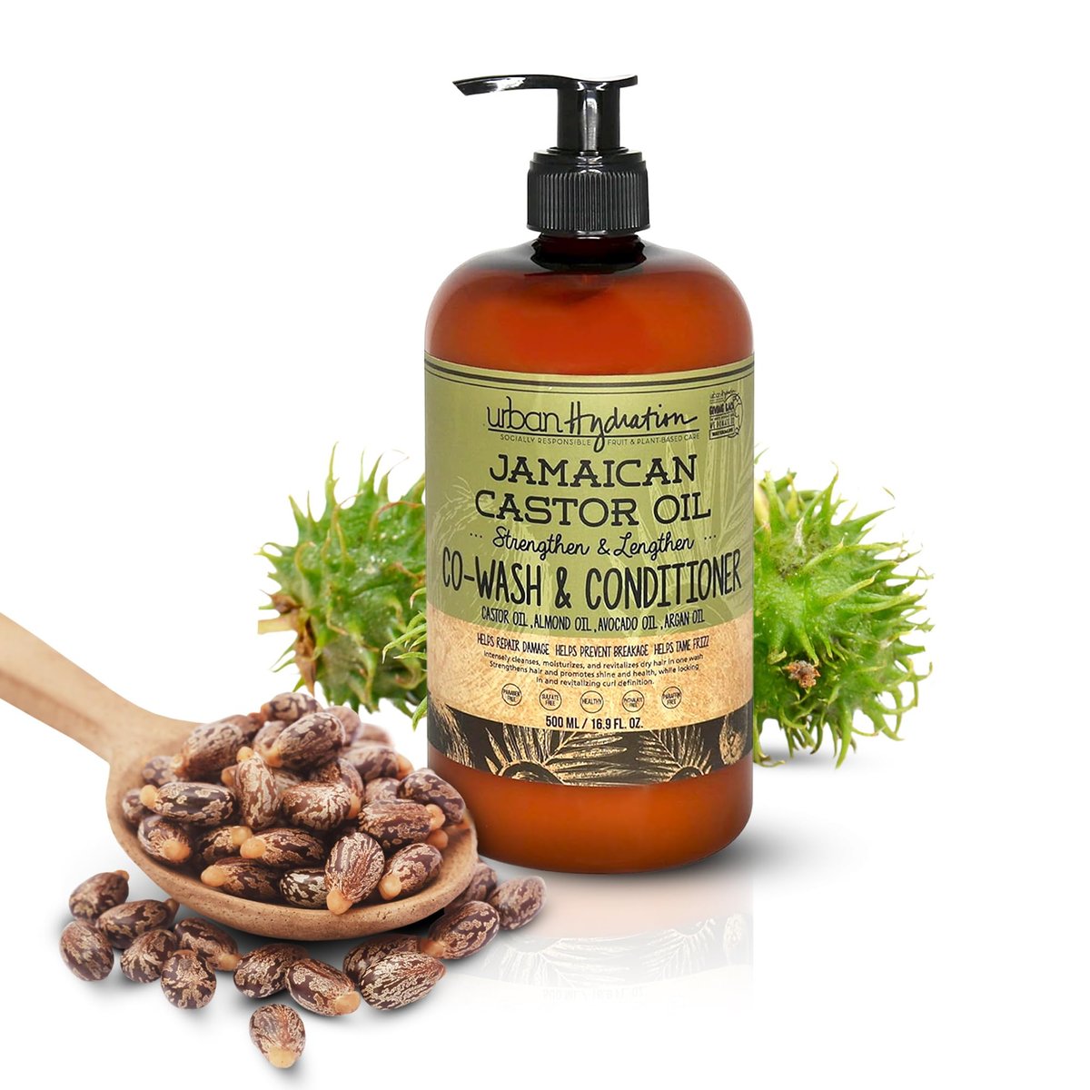 Urban Hydration Jamaican Castor Oil Co-Wash und Conditioner | Sulfat-, Paraben- und Farbstofffrei, reinigt, hydratisiert und repariert Schäden für weiches, starkes und glänzendes Haar, alle Haartypen, 16,9 Fl Oz