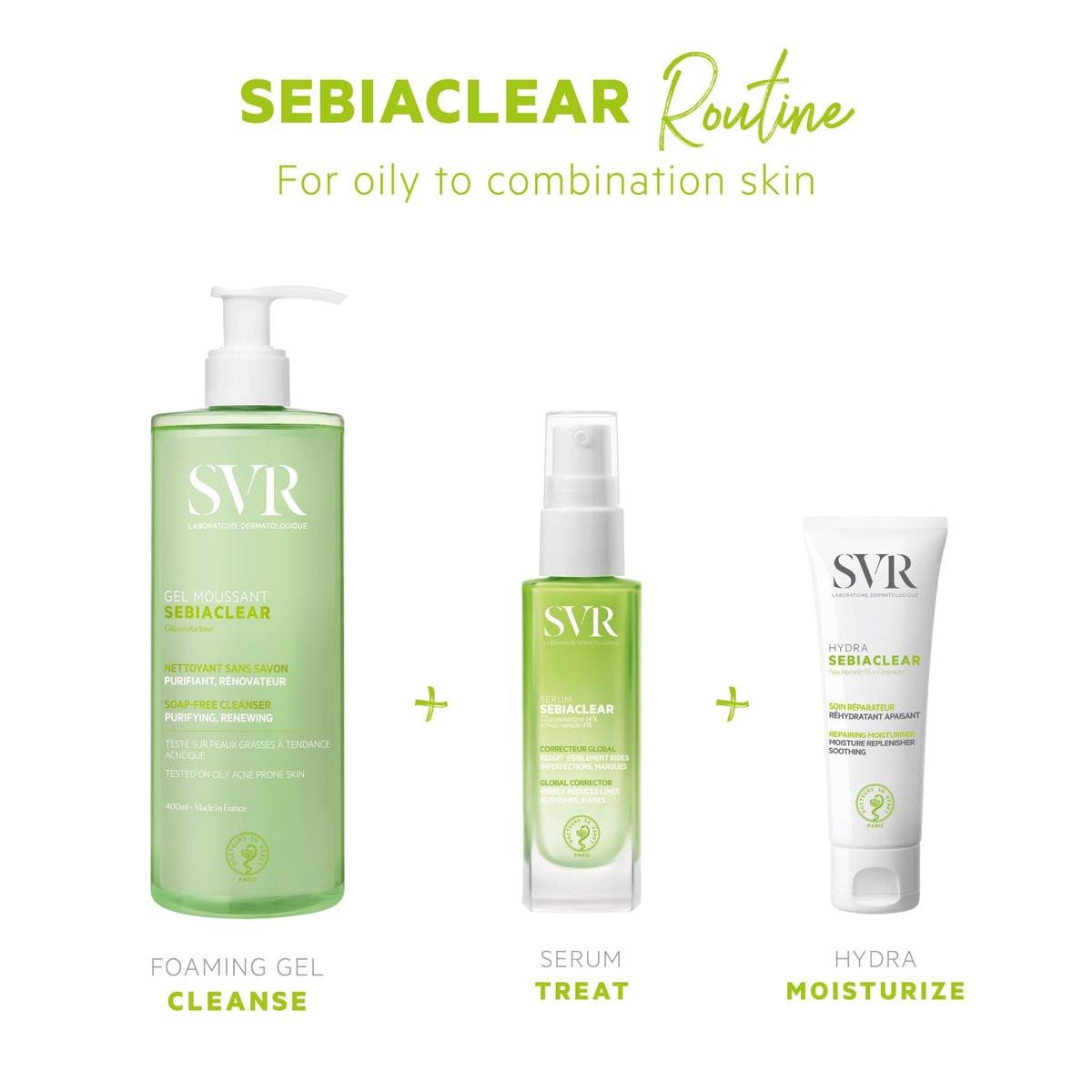 SVR Sebiaclear Gesichtsserum – Retinol-Alternative mit Niacinamid & Hyaluronsäure für empfindliche fettige Haut – Reduziert feine Linien, Falten, kontrolliert Unreinheiten & befreit verstopfte Poren, 30 ml