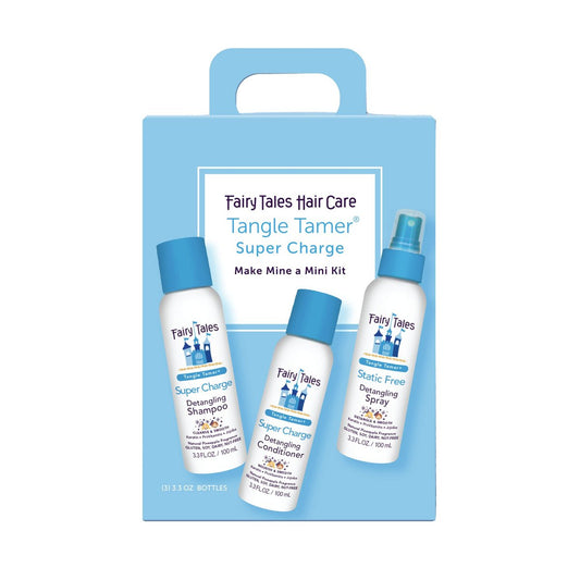 Fairy Tales Tangle Tamer Super Charge Entwirr-Shampoo, Conditioner und Spray für Kinder - Reiseset - Parabenfrei, Sulfatfrei, Glutenfrei, Nussfrei - 3,3 oz (3er-Pack)