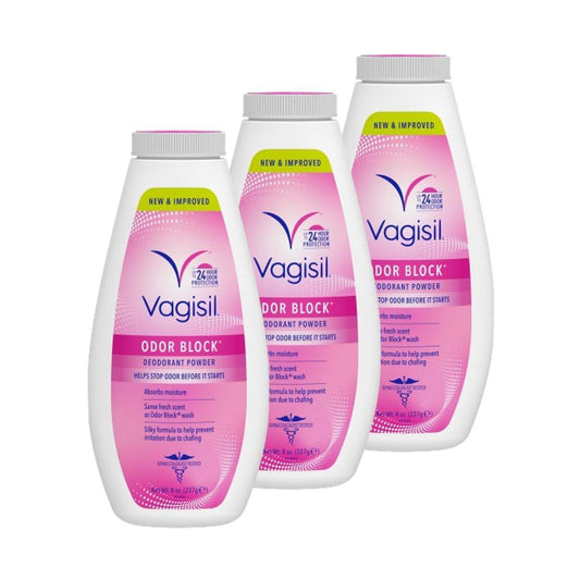 Vagisil Geruchsblocker Deodorant Puder für Frauen – Verhindert Scheuern, Talkumfrei, 8 Unzen (3er-Pack)