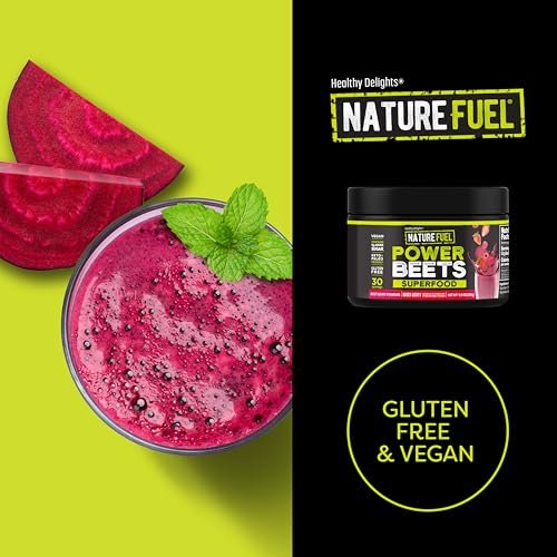 Healthy Delights Nature Fuel Power Beets - Superkonzentriertes, nicht-GMO Rote-Bete-Saftpulver - Leckerer Acai-Beeren-Granatapfel-Geschmack - 30 Portionen - Vorratsschrankfreundlich