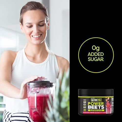 Healthy Delights Nature Fuel Power Beets - Superkonzentriertes, nicht-GMO Rote-Bete-Saftpulver - Leckerer Acai-Beeren-Granatapfel-Geschmack - 30 Portionen - Vorratsschrankfreundlich