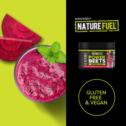 Healthy Delights Nature Fuel Power Beets - Superkonzentriertes, nicht-GMO Rote-Bete-Saftpulver - Leckerer Acai-Beeren-Granatapfel-Geschmack - 30 Portionen - Vorratsschrankfreundlich