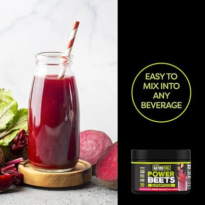 Healthy Delights Nature Fuel Power Beets - Superkonzentriertes, nicht-GMO Rote-Bete-Saftpulver - Leckerer Acai-Beeren-Granatapfel-Geschmack - 30 Portionen - Vorratsschrankfreundlich