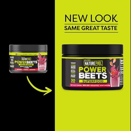 Healthy Delights Nature Fuel Power Beets - Superkonzentriertes, nicht-GMO Rote-Bete-Saftpulver - Leckerer Acai-Beeren-Granatapfel-Geschmack - 30 Portionen - Vorratsschrankfreundlich