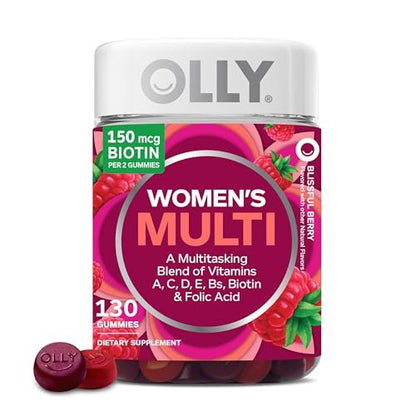 OLLY Frauen Multivitamin Gummibärchen – Tägliche Vitalität mit Vitaminen A, C, D, E, Biotin & Folsäure, 130 Stück (65 Tage Vorrat)