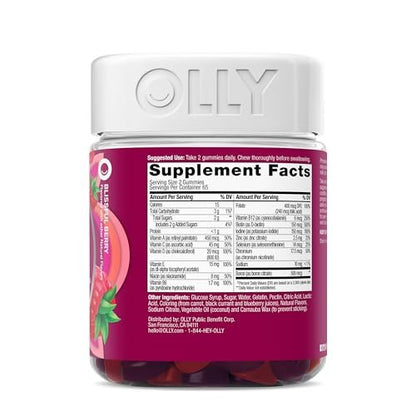 OLLY Männer Multivitamin Gummibärchen – Immununterstützung mit Vitamin A, C, D, E, B, Lycopin & Zink, Brombeergeschmack, 60-Tage-Vorrat (120 Stück)
