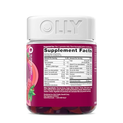 OLLY Männer Multivitamin Gummibärchen – Immununterstützung mit Vitamin A, C, D, E, B, Lycopin & Zink, Brombeergeschmack, 60-Tage-Vorrat (120 Stück)