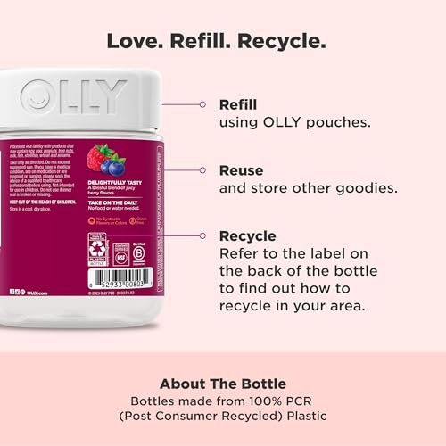 OLLY Frauen Multivitamin Gummibärchen – Tägliche Vitalität mit Vitaminen A, C, D, E, Biotin & Folsäure, 130 Stück (65 Tage Vorrat)