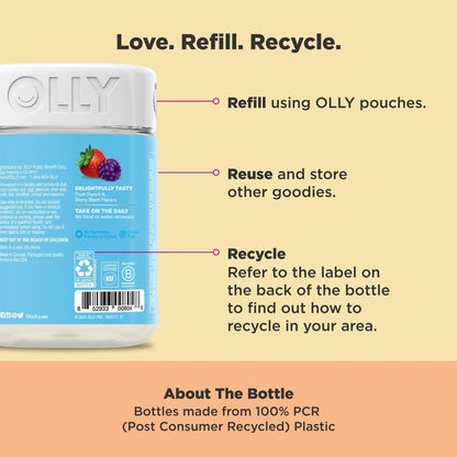 OLLY Kinder Multivitamin & Probiotikum Gummibärchen – Vitamine A, D, C, E, B, Zink – Verdauungsunterstützung – Beerengeschmack – 100 Stück (50 Tage Vorrat)