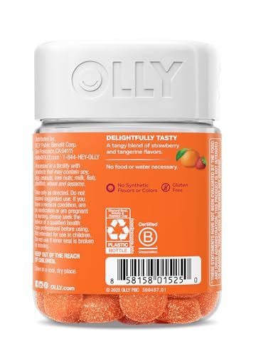 OLLY Laser Focus Gummy – Ginseng, Alpha GPC, B-Vitamine – 36 Stück – Beeren-Mandarinen-Geschmack
