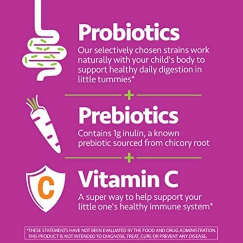 up4 Kids Probiotische Gummibärchen – Verdauungs- und Immununterstützung mit Präbiotika und Vitamin C, Gelatinefrei, Glutenfrei und Nicht-GVO, Für Kinder ab 3 Jahren, 30 Stück