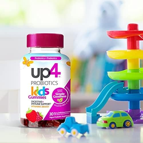 up4 Kids Probiotische Gummibärchen – Verdauungs- und Immununterstützung mit Präbiotika und Vitamin C, Gelatinefrei, Glutenfrei und Nicht-GVO, Für Kinder ab 3 Jahren, 30 Stück
