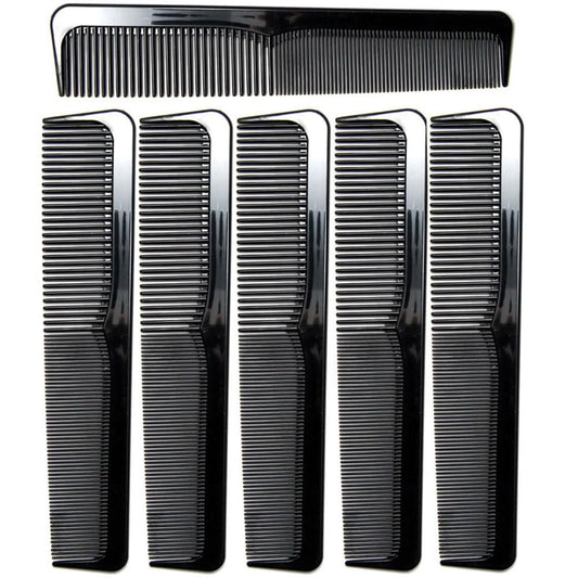 LUXXII 6er-Pack - 9 Zoll Große Schwarze Frisierkämme für Haare & Bart - Styling Essentials für grobes & feines Haar