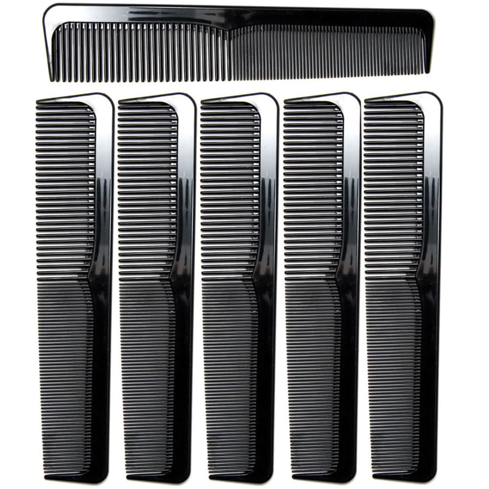 LUXXII 6er-Pack - 9 Zoll Große Schwarze Frisierkämme für Haare & Bart - Styling Essentials für grobes & feines Haar