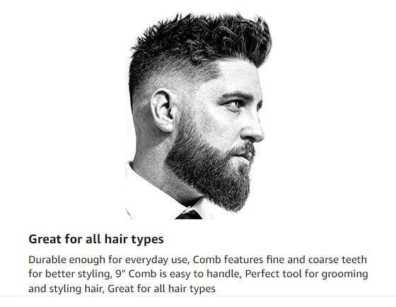 LUXXII 6er-Pack - 9 Zoll Große Schwarze Frisierkämme für Haare & Bart - Styling Essentials für grobes & feines Haar