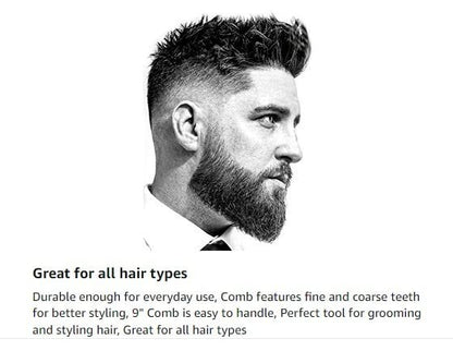 LUXXII 6er-Pack - 9 Zoll Große Schwarze Frisierkämme für Haare & Bart - Styling Essentials für grobes & feines Haar