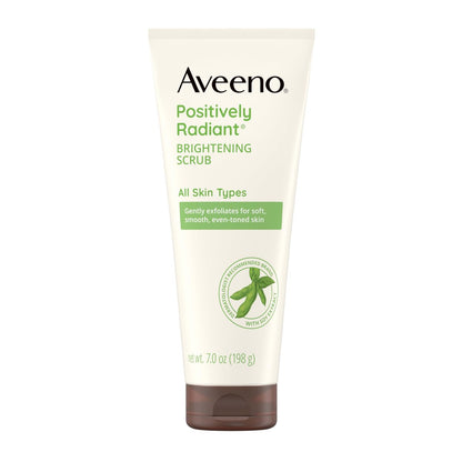 Aveeno Positively Radiant Tägliches Hautbild-verbesserndes Gesichtspeeling mit feuchtigkeitsspendendem Sojaextrakt – Sanftes Peeling & Reinigung für weiche, glatte, ebenmäßigere Haut, hypoallergen, 200 ml