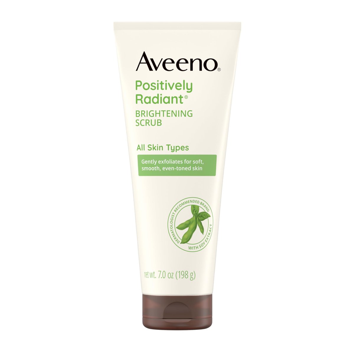 Aveeno Positively Radiant Tägliches Hautbild-verbesserndes Gesichtspeeling mit feuchtigkeitsspendendem Sojaextrakt – Sanftes Peeling & Reinigung für weiche, glatte, ebenmäßigere Haut, hypoallergen, 200 ml