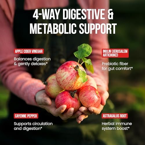 OroLine Nutrition Apfelessig Kapseln mit Präbiotikum, 2-Monats-Vorrat – Apfelessig Kapseln – Apfelessig Nahrungsergänzung, Apfelessig Tabletten – Unterstützung für Energie und Darmgesundheit