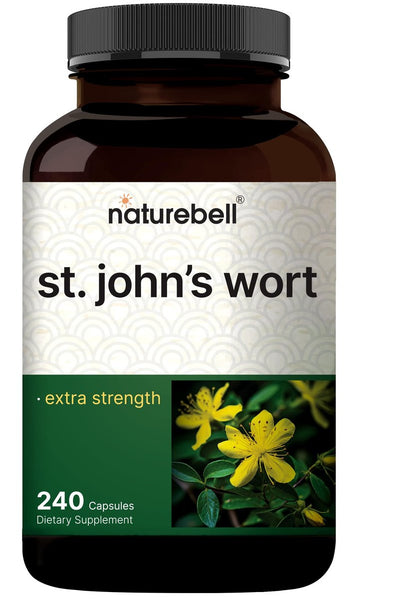 NatureBell Johanniskraut-Extrakt, 240 Kapseln – 600 mg pro Portion – Nicht-GVO, cGMP hergestellt