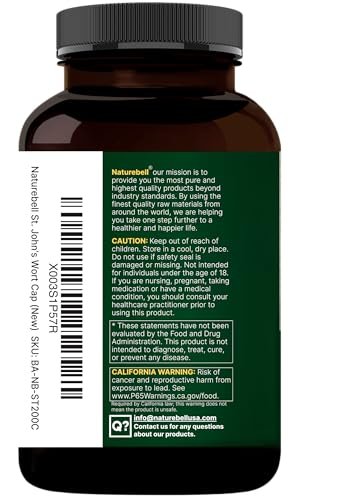 NatureBell Johanniskraut-Extrakt, 240 Kapseln – 600 mg pro Portion – Nicht-GVO, cGMP hergestellt