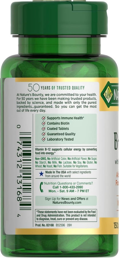 Nature's Bounty Super B Complex mit Vitamin C & Folsäure, 150 Tabletten (2er-Pack) – Immun- und Energieunterstützung