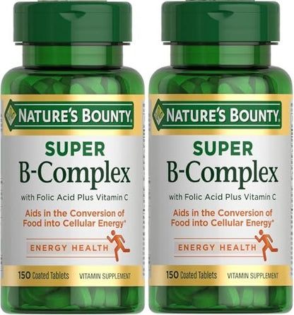 Nature's Bounty Super B Complex mit Vitamin C & Folsäure, 150 Tabletten (2er-Pack) – Immun- und Energieunterstützung
