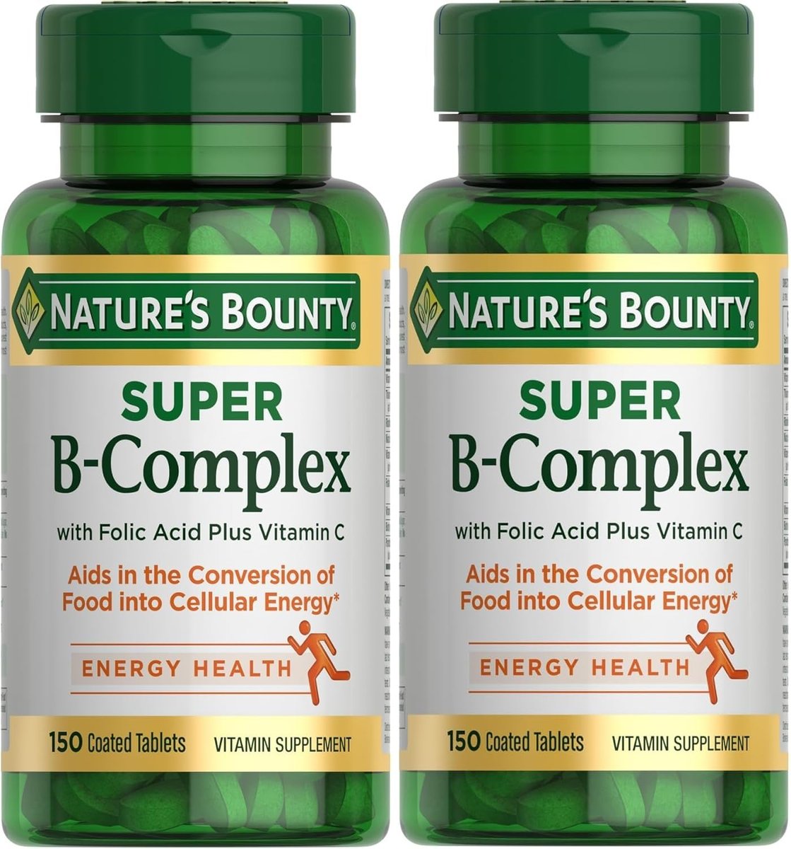 Nature's Bounty Super B Complex mit Vitamin C & Folsäure, 150 Tabletten (2er-Pack) – Immun- und Energieunterstützung