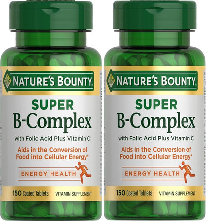Nature's Bounty Super B Complex mit Vitamin C & Folsäure, 150 Tabletten (2er-Pack) – Immun- und Energieunterstützung