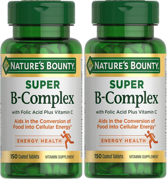Nature's Bounty Super B Complex mit Vitamin C & Folsäure, 150 Tabletten (2er-Pack) – Immun- und Energieunterstützung