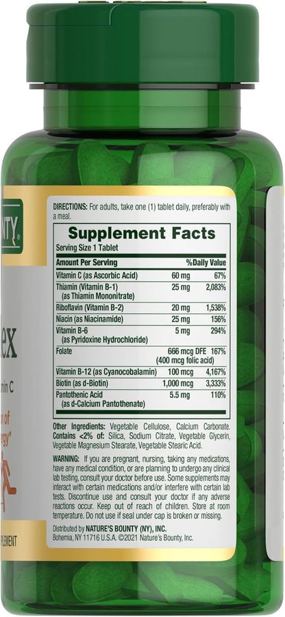 Nature's Bounty Super B Complex mit Vitamin C & Folsäure, 150 Tabletten (2er-Pack) – Immun- und Energieunterstützung
