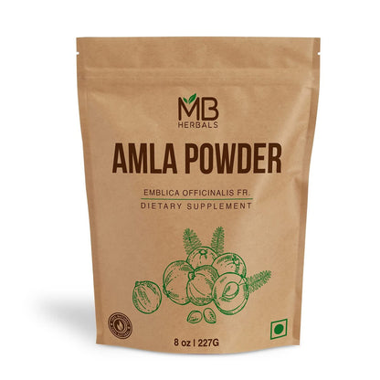 MB Herbals Entkerntes Amla-Pulver – 8 oz / ½ lb (227g) | Reines Amalaki-Pulver aus Amla-Beeren-Fruchtfleisch | Kernfrei & Natürlich