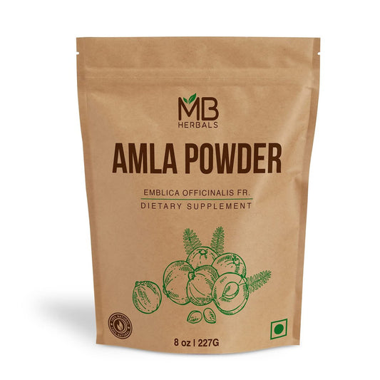 MB Herbals Entkerntes Amla-Pulver – 8 oz / ½ lb (227g) | Reines Amalaki-Pulver aus Amla-Beeren-Fruchtfleisch | Kernfrei & Natürlich