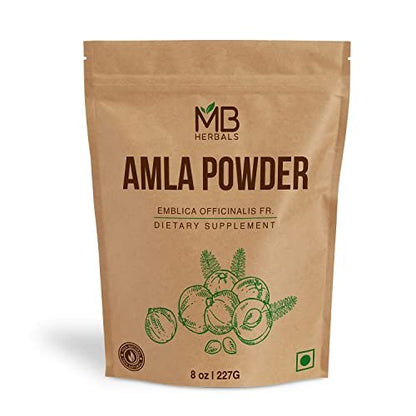 MB Herbals Entkerntes Amla-Pulver – 8 oz / ½ lb (227g) | Reines Amalaki-Pulver aus Amla-Beeren-Fruchtfleisch | Kernfrei & Natürlich