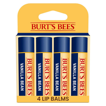 Burt's Bees 100% Natürlicher Feuchtigkeitsspendender Lippenbalsam, Vanille - 4er-Pack