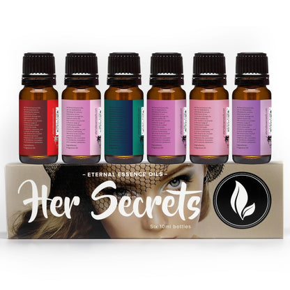 Eternal Essence Oils Her Secrets Set – 6 Premium Duftöle mit Pretty, Dark Embrace, Forever Yours, Secret Crush, Pink Splash und Sugar Kiss – 10 ml (6er-Pack)
