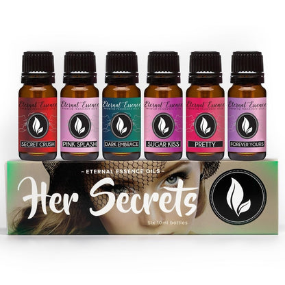 Eternal Essence Oils Her Secrets Set – 6 Premium Duftöle mit Pretty, Dark Embrace, Forever Yours, Secret Crush, Pink Splash und Sugar Kiss – 10 ml (6er-Pack)