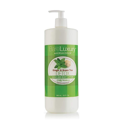 Morgan Taylor BareLuxury Detox Ingwer & Grüner Tee Lotion mit Pumpspender, 946 ml – Revitalisierende & reinigende Lotion mit Ingwer- und Grüntee-Extrakten für saubere, genährte Haut