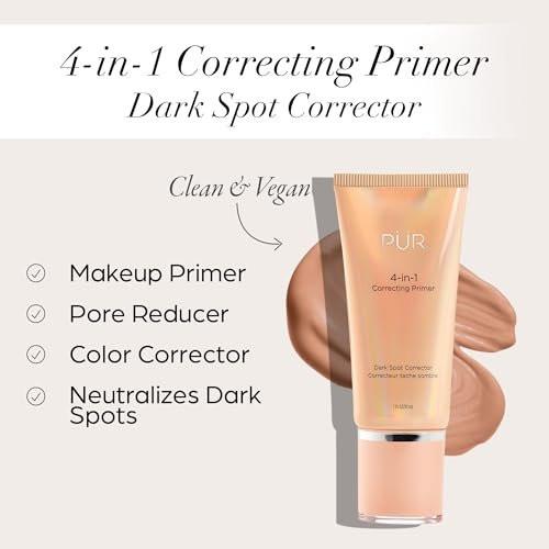PÜR MINERALS 4-in-1 Correcting Primer, Dark Spot Correktor – Feuchtigkeitsspendender Primer für das Gesicht vor dem Make-up, gegen Augenringe, Altersflecken und Sommersprossen, 30 ml